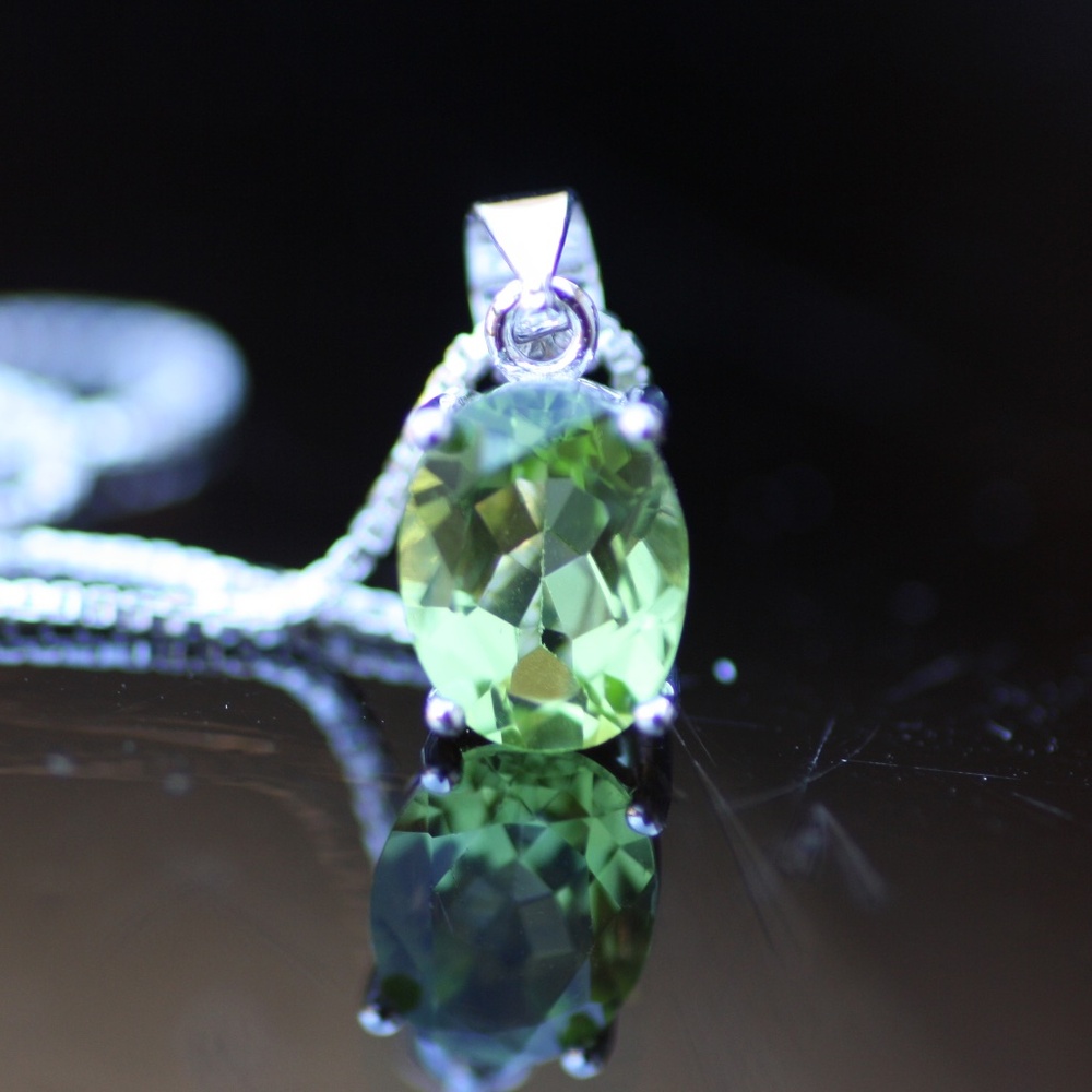 Natural Peridot Pendant Handcrafted Sterling Silver ,  August Birthstone 18"